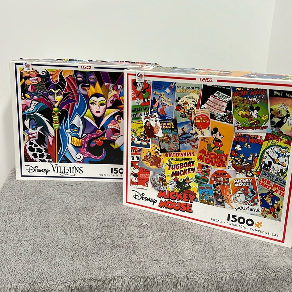 Disney villains and Mickey Mouse puzzles - set of 2 1500 piece puzzles